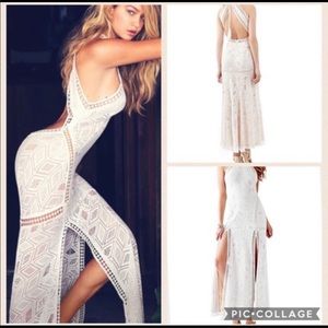 Guess “The Gigi Hadid” White Sunset Geo Lace Dress